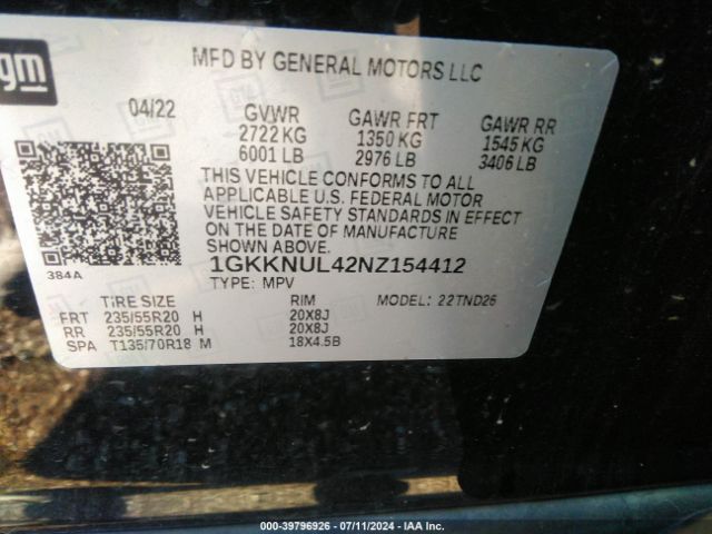 Photo 8 VIN: 1GKKNUL42NZ154412 - GMC ACADIA 