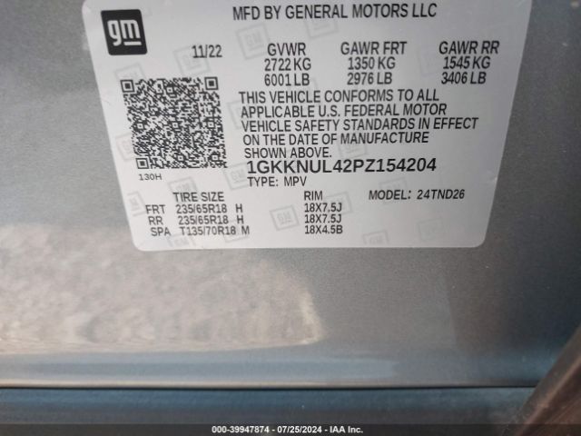 Photo 8 VIN: 1GKKNUL42PZ154204 - GMC ACADIA 