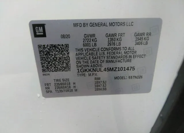 Photo 8 VIN: 1GKKNUL45MZ101475 - GMC ACADIA 