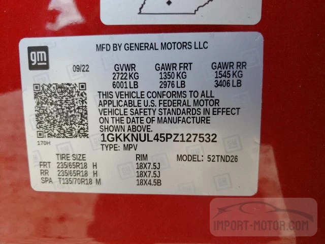 Photo 13 VIN: 1GKKNUL45PZ127532 - GMC ACADIA 