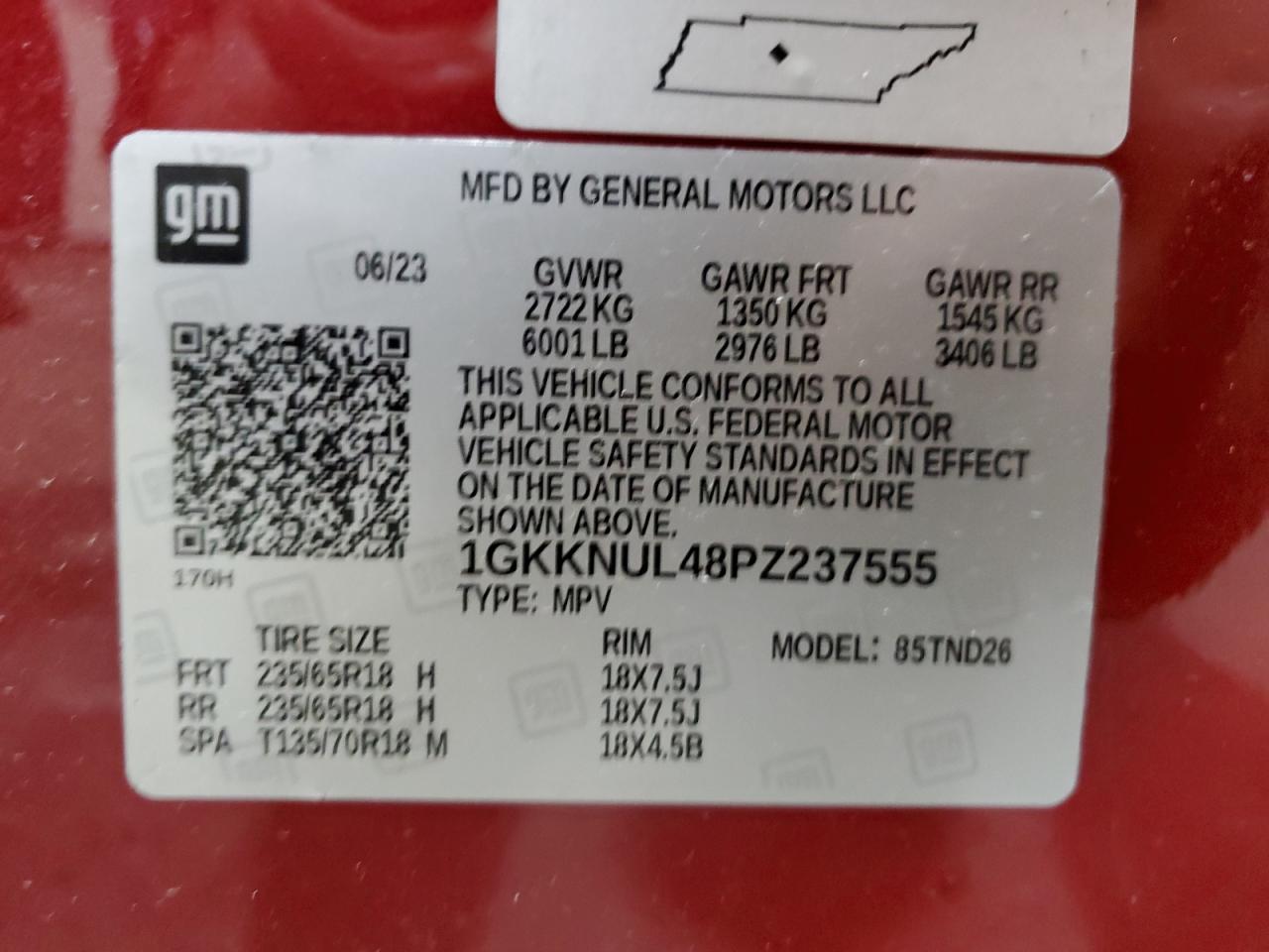 Photo 12 VIN: 1GKKNUL48PZ237555 - GMC ACADIA 