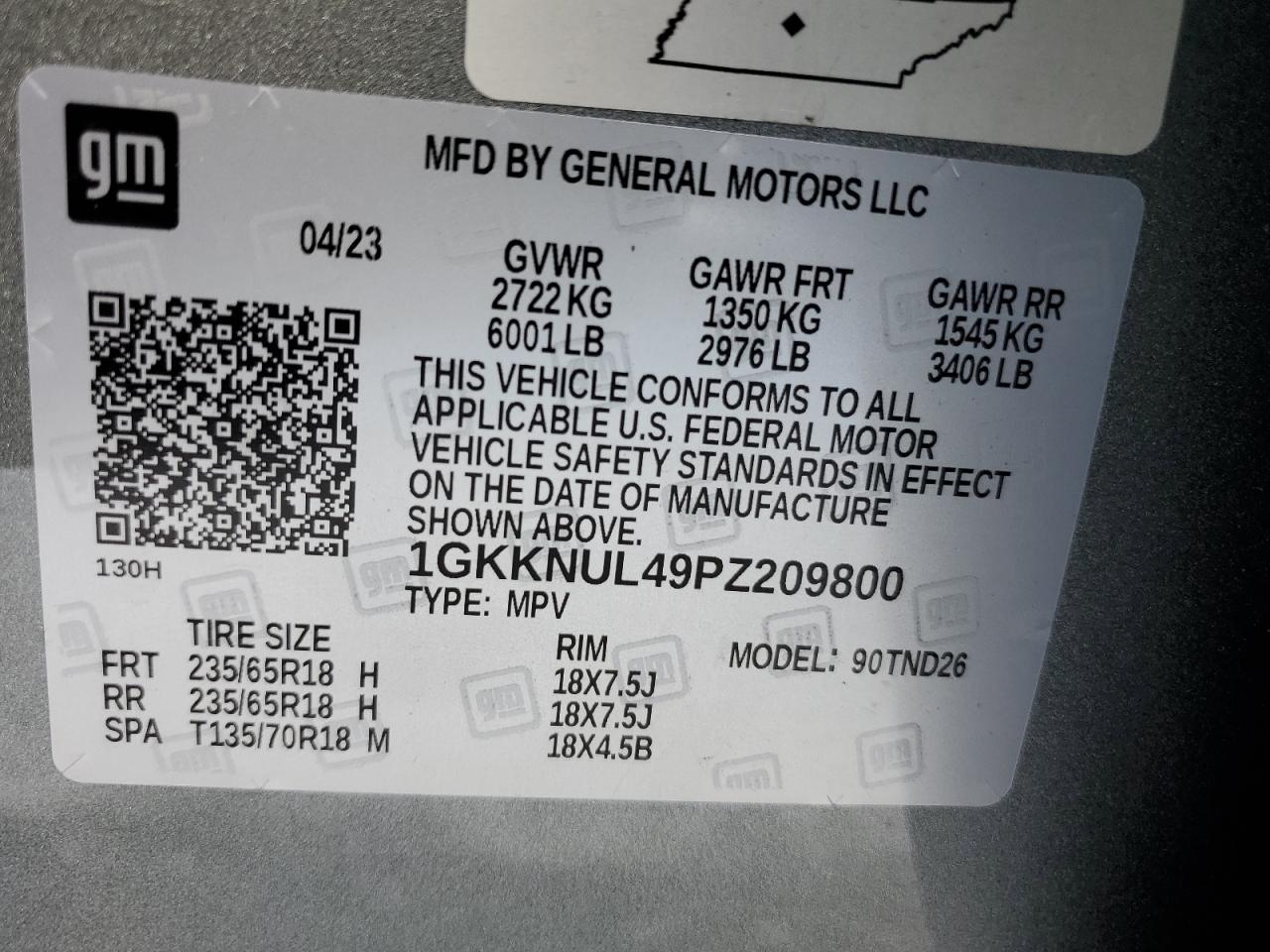 Photo 13 VIN: 1GKKNUL49PZ209800 - GMC ACADIA 