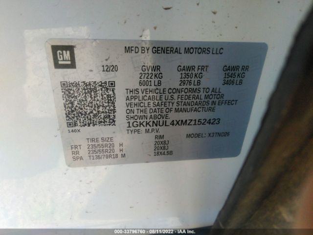 Photo 8 VIN: 1GKKNUL4XMZ152423 - GMC ACADIA 