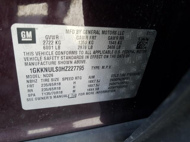 Photo 9 VIN: 1GKKNULS0HZ227795 - GMC ACADIA SLT 