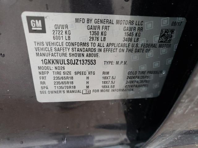 Photo 12 VIN: 1GKKNULS0JZ137553 - GMC ACADIA SLT 