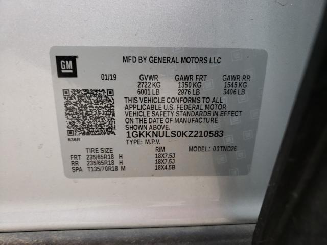 Photo 9 VIN: 1GKKNULS0KZ210583 - GMC ACADIA SLT 