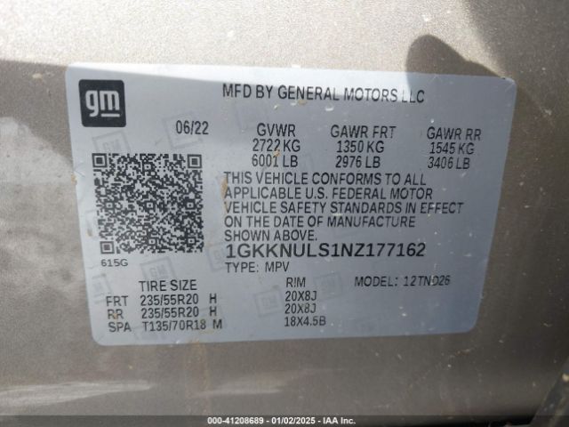 Photo 8 VIN: 1GKKNULS1NZ177162 - GMC ACADIA 