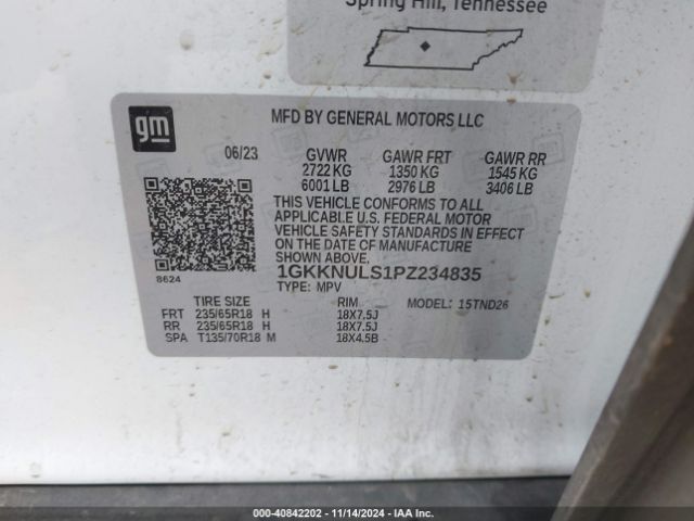 Photo 8 VIN: 1GKKNULS1PZ234835 - GMC ACADIA 