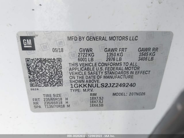 Photo 8 VIN: 1GKKNULS2JZ249240 - GMC ACADIA 