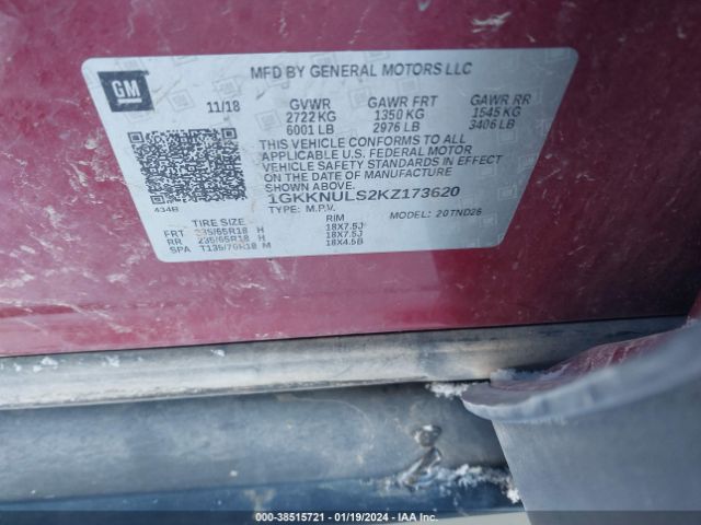 Photo 8 VIN: 1GKKNULS2KZ173620 - GMC ACADIA 