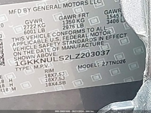 Photo 8 VIN: 1GKKNULS2LZ203037 - GMC ACADIA 