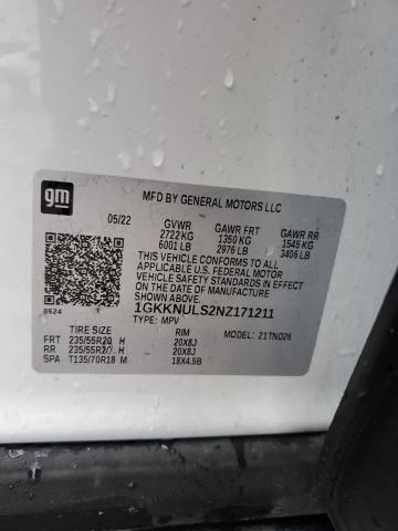 Photo 12 VIN: 1GKKNULS2NZ171211 - GMC ACADIA SLT 