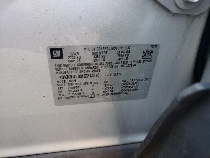 Photo 9 VIN: 1GKKNULS3HZ214376 - GMC ACADIA SLT 