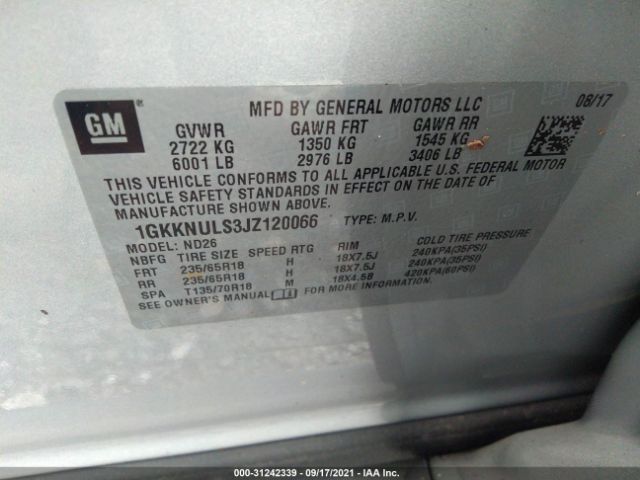 Photo 8 VIN: 1GKKNULS3JZ120066 - GMC ACADIA 