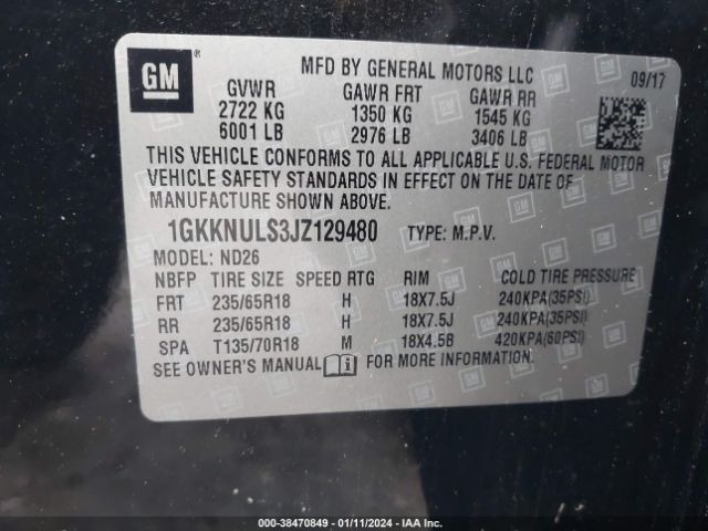 Photo 8 VIN: 1GKKNULS3JZ129480 - GMC ACADIA 