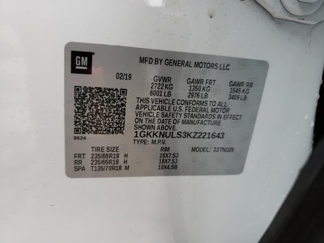 Photo 9 VIN: 1GKKNULS3KZ221643 - GMC ACADIA SLT 