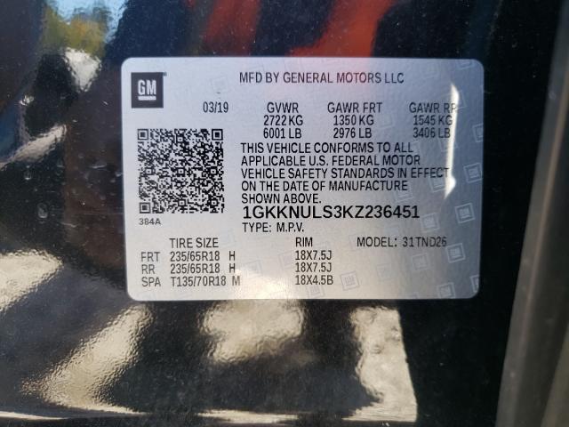 Photo 9 VIN: 1GKKNULS3KZ236451 - GMC ACADIA SLT 