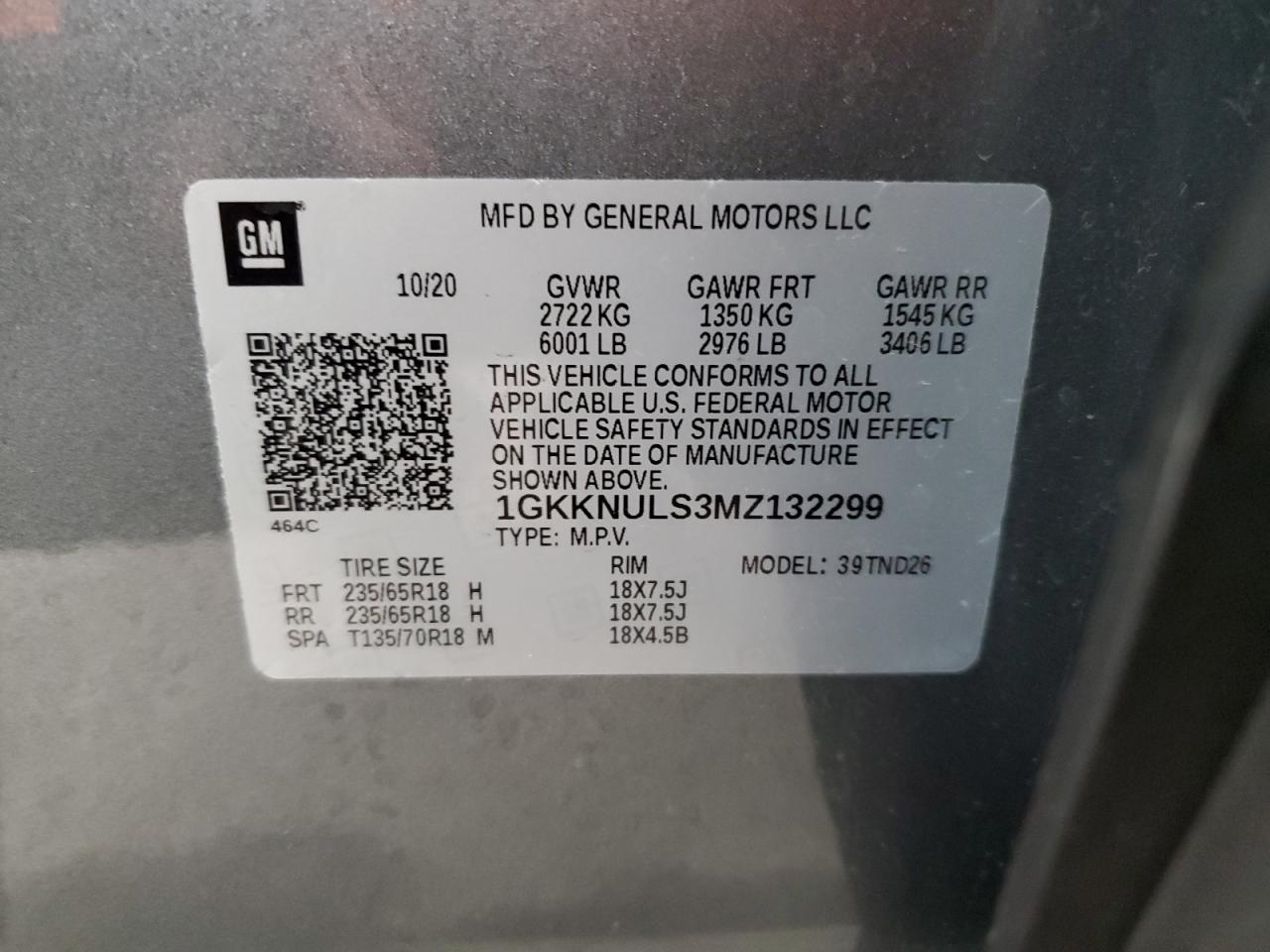 Photo 13 VIN: 1GKKNULS3MZ132299 - GMC ACADIA 