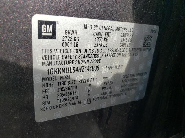 Photo 9 VIN: 1GKKNULS4HZ141888 - GMC ACADIA SLT 