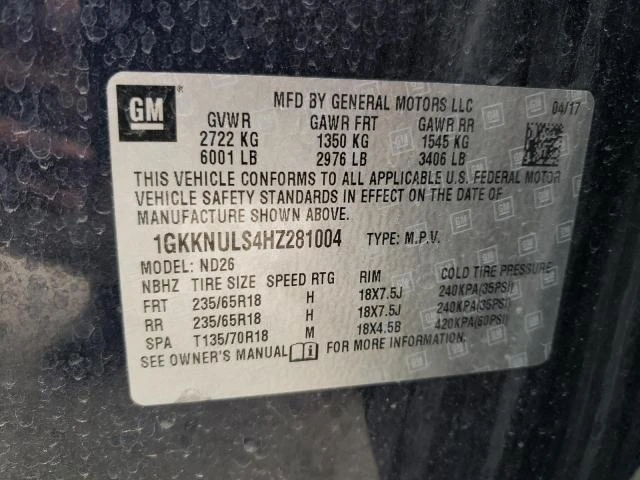 Photo 11 VIN: 1GKKNULS4HZ281004 - GMC ACADIA SLT 