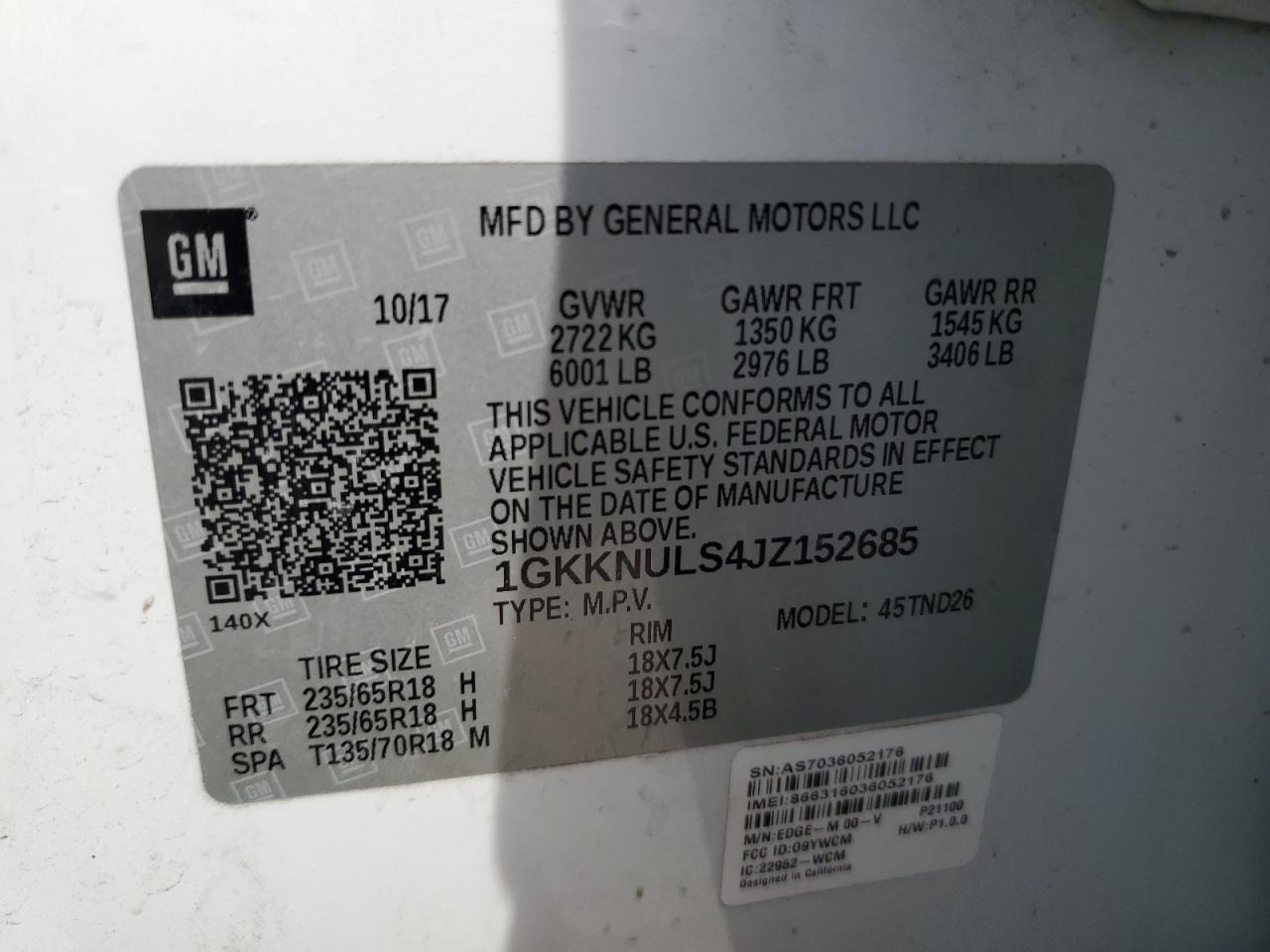 Photo 11 VIN: 1GKKNULS4JZ152685 - GMC ACADIA 