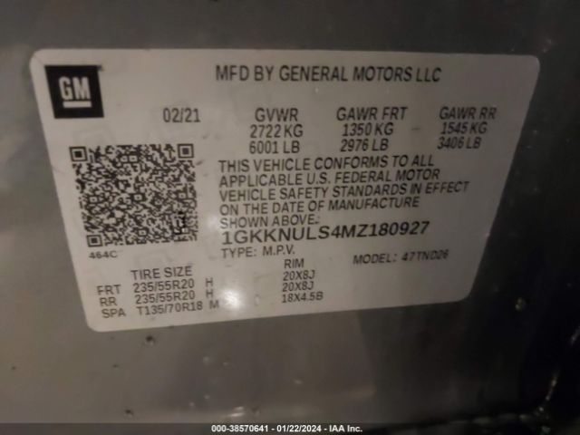 Photo 8 VIN: 1GKKNULS4MZ180927 - GMC ACADIA 