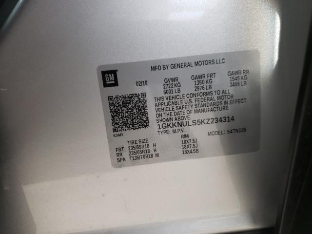 Photo 9 VIN: 1GKKNULS5KZ234314 - GMC ACADIA SLT 