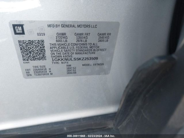 Photo 8 VIN: 1GKKNULS5KZ253509 - GMC ACADIA 