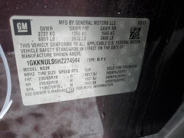 Photo 12 VIN: 1GKKNULS6HZ274944 - GMC ACADIA SLT 