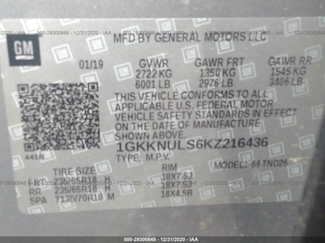 Photo 8 VIN: 1GKKNULS6KZ216436 - GMC ACADIA 