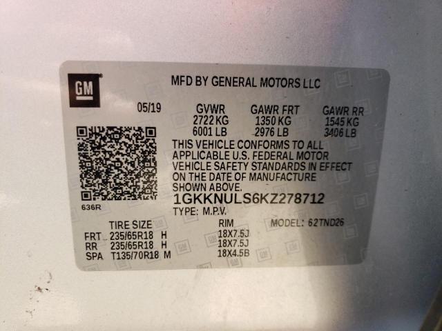 Photo 9 VIN: 1GKKNULS6KZ278712 - GMC ACADIA SLT 