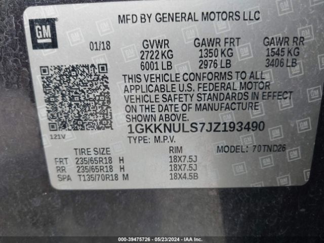 Photo 8 VIN: 1GKKNULS7JZ193490 - GMC ACADIA 