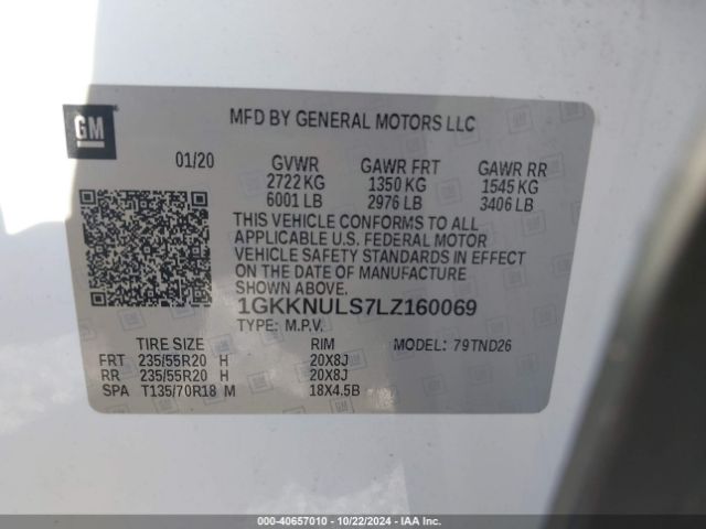 Photo 8 VIN: 1GKKNULS7LZ160069 - GMC ACADIA 