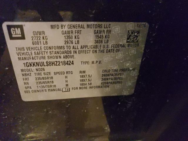 Photo 9 VIN: 1GKKNULS8HZ218424 - GMC ACADIA SLT 