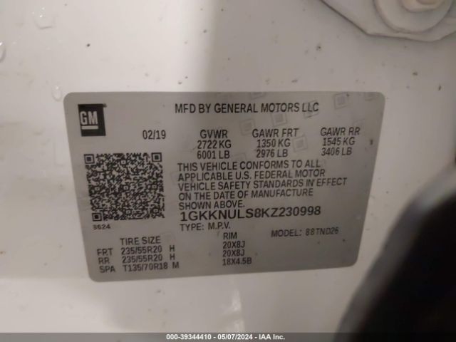 Photo 8 VIN: 1GKKNULS8KZ230998 - GMC ACADIA 