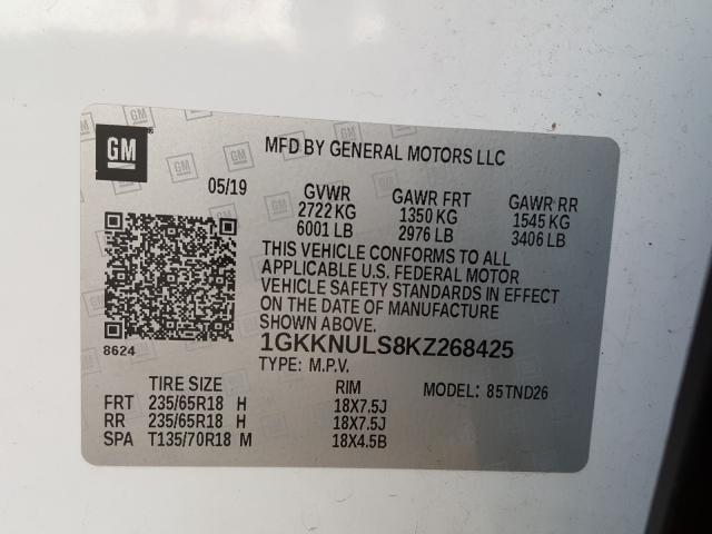 Photo 9 VIN: 1GKKNULS8KZ268425 - GMC ACADIA SLT 