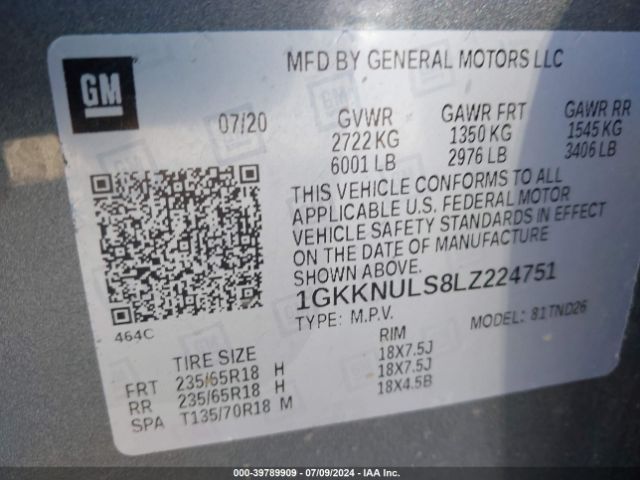 Photo 8 VIN: 1GKKNULS8LZ224751 - GMC ACADIA 