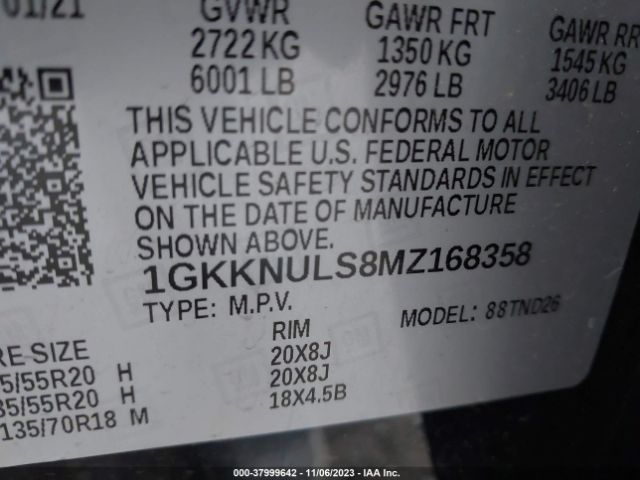 Photo 8 VIN: 1GKKNULS8MZ168358 - GMC ACADIA 