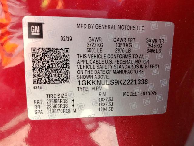 Photo 9 VIN: 1GKKNULS9KZ221338 - GMC ACADIA SLT 