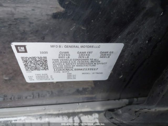 Photo 8 VIN: 1GKKNULS9MZ133117 - GMC ACADIA 