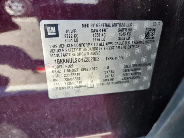 Photo 9 VIN: 1GKKNULSXHZ252803 - GMC ACADIA SLT 