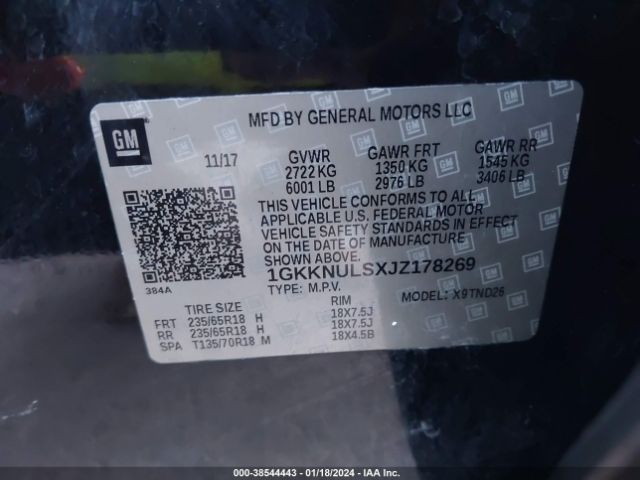 Photo 8 VIN: 1GKKNULSXJZ178269 - GMC ACADIA 