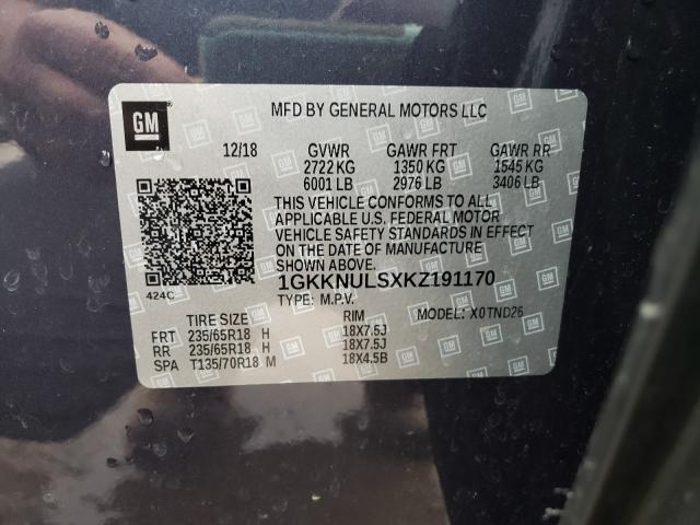 Photo 9 VIN: 1GKKNULSXKZ191170 - GMC ACADIA SLT 