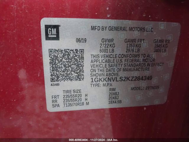 Photo 8 VIN: 1GKKNVLS2KZ284349 - GMC ACADIA 