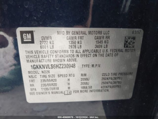 Photo 8 VIN: 1GKKNVLS6HZ230948 - GMC ACADIA 