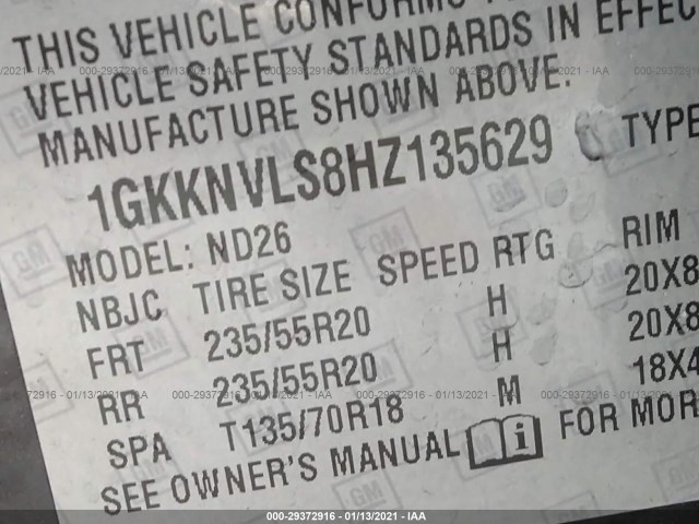 Photo 8 VIN: 1GKKNVLS8HZ135629 - GMC ACADIA 