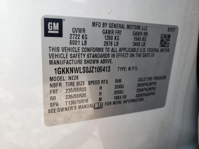 Photo 12 VIN: 1GKKNWLS0JZ106413 - GMC ACADIA SLT 