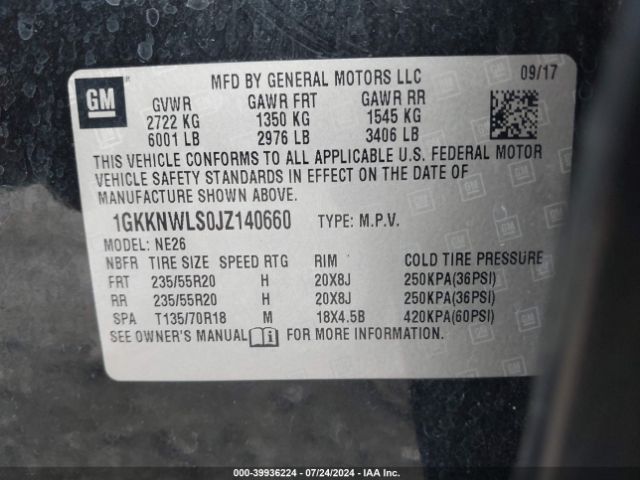 Photo 8 VIN: 1GKKNWLS0JZ140660 - GMC ACADIA 