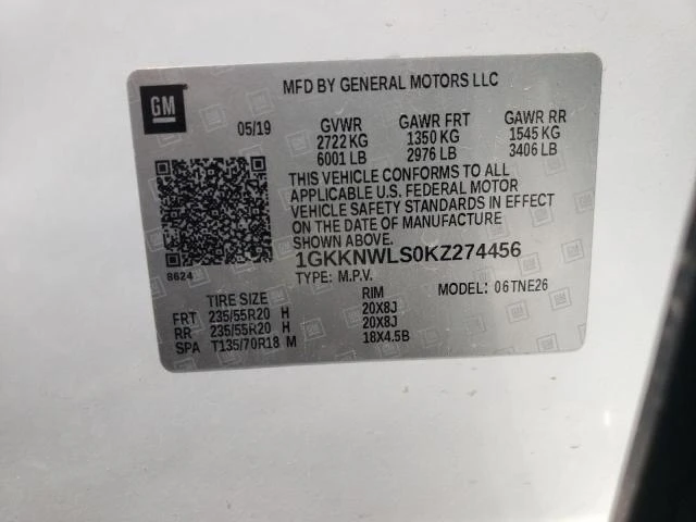 Photo 13 VIN: 1GKKNWLS0KZ274456 - GMC ACADIA SLT 