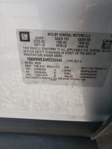 Photo 9 VIN: 1GKKNWLS4HZ202944 - GMC ACADIA SLT 